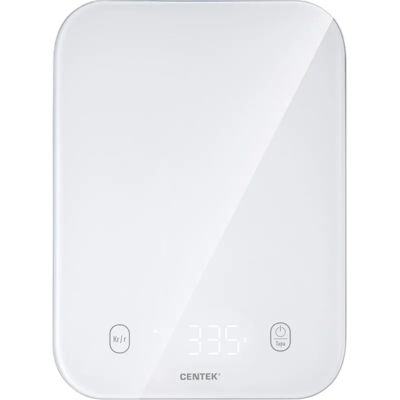 Весы Centek CT-2480 LED WHITE, кухонные, сенсор, 150х15х205мм, max 5кг