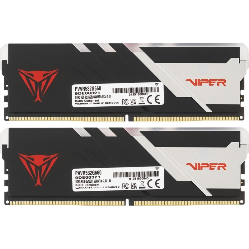 Модуль памяти Patriot Viper DDR5 DIMM 2x16Gb 6600MHz CL34(PVVR532G660C34K)