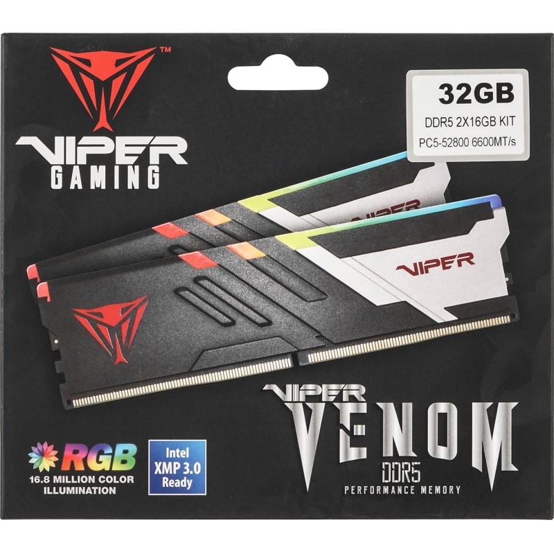 Модуль памяти Patriot Viper DDR5 DIMM 2x16Gb 6600MHz CL34(PVVR532G660C34K)
