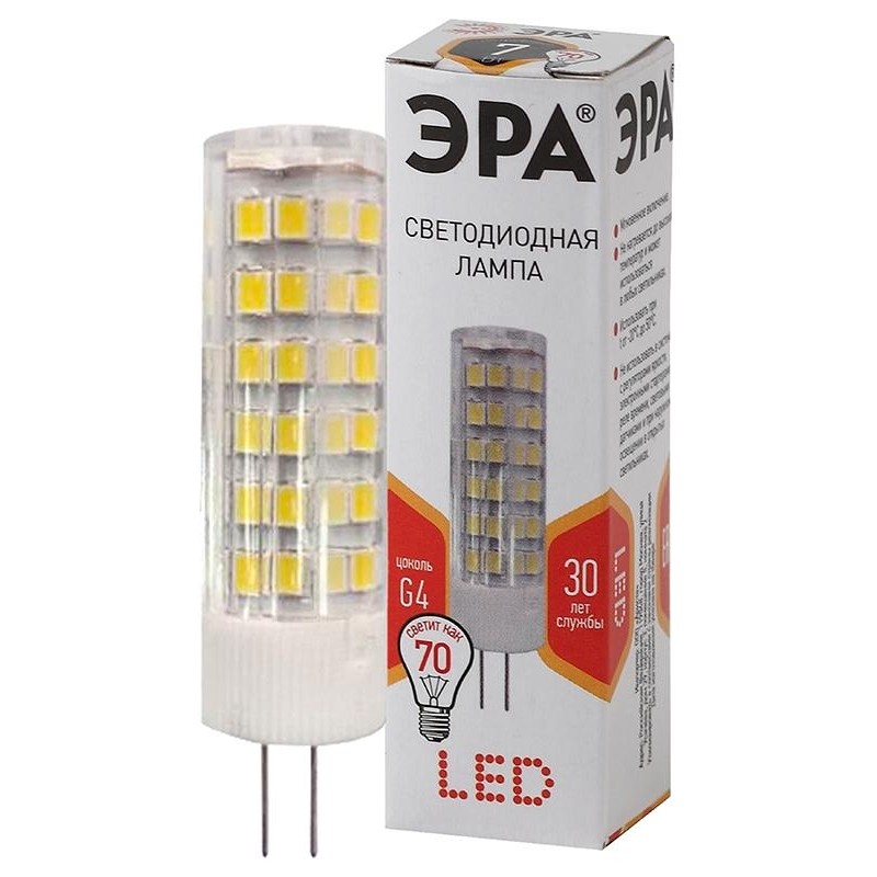 Лампа светодиодная ЭРА LED JC-7W-220V-CER-827-G4 7Вт G4 2700К Б0027859