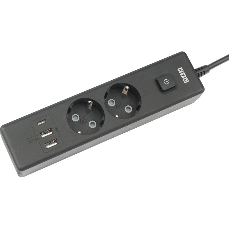 Удлинитель Power Cube, 2р с/з вык.,3USB, 3500 Вт, 16А,1.9 м, 3x1,0 (черный)