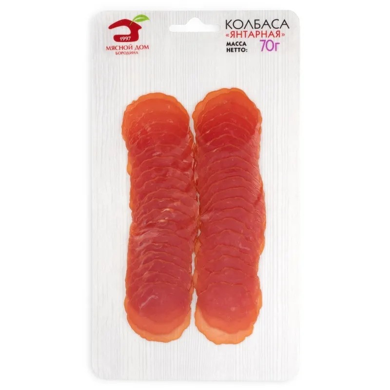 Колбаса сырокопченая Мясной дом Бородина Янтарная нарезка 70 г