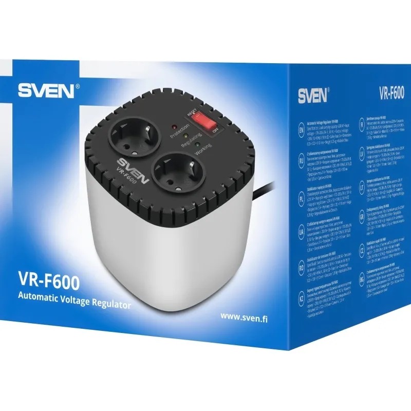 Стабилизатор напряжения SVEN VR-F600 (200Вт,Входное 170-280В,  2xEURO)