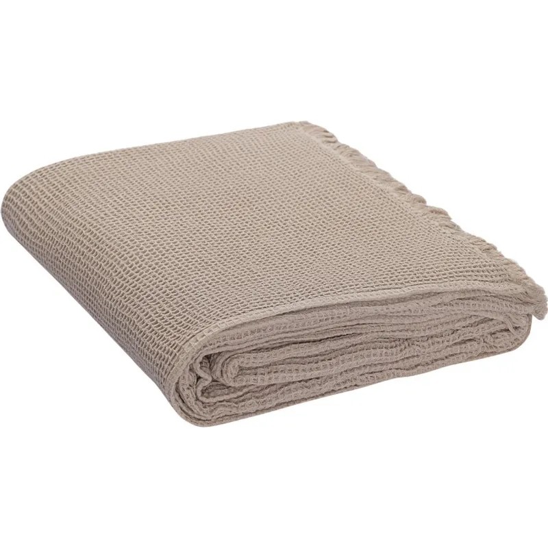 Покрывало вафельное из хлопка серо-бежевого цвета, 230х250 см