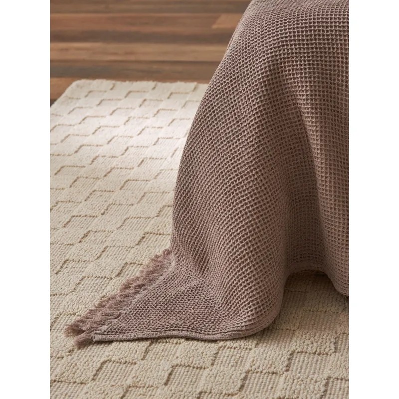 Покрывало вафельное из хлопка серо-бежевого цвета, 230х250 см