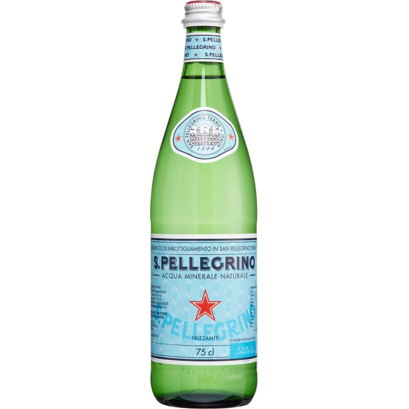 Вода минеральная San Pellegrino питьевая газ стекло, 0,75 л