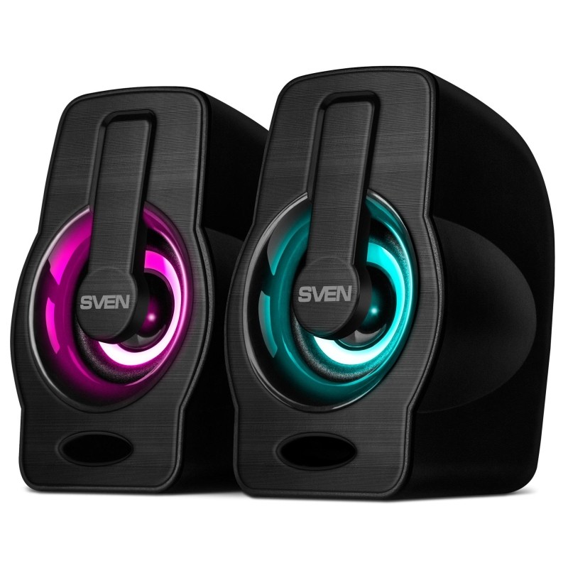Акустическая система 2.0 SVEN 255, черный, USB, 2x3 Вт(RMS), подсветка