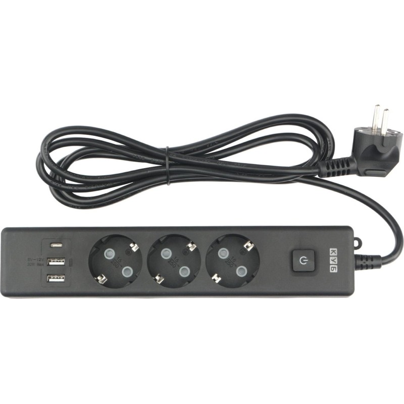 Удлинитель Power Cube, 3р с/з вык.,3USB, 3500 Вт, 16А,1.9 м, 3x1,0 (черный)