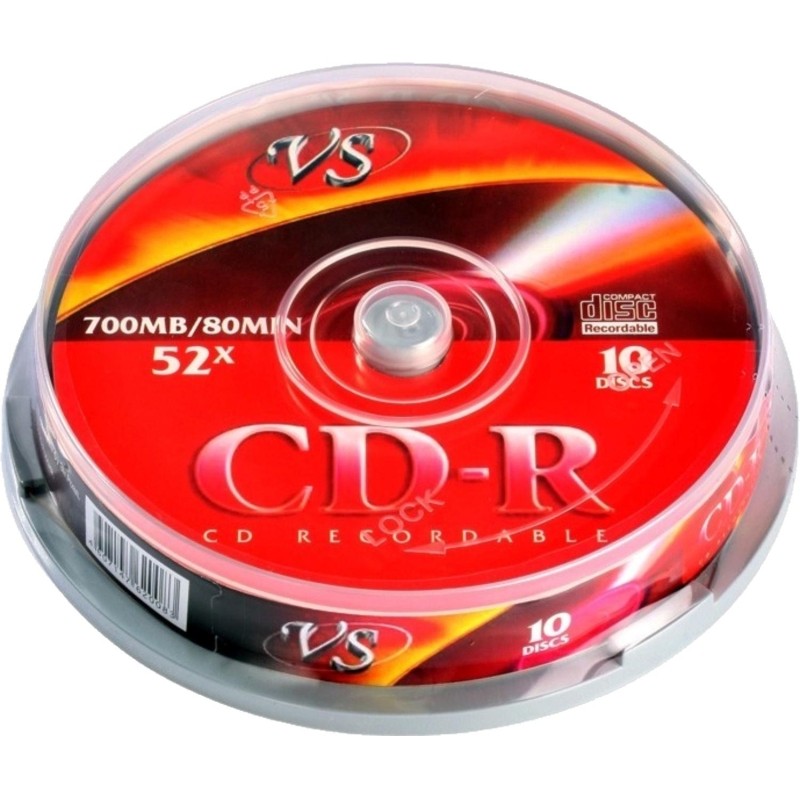 Носители информации CD-R, 52x, VS, Cake/10, VSCDRCB1001