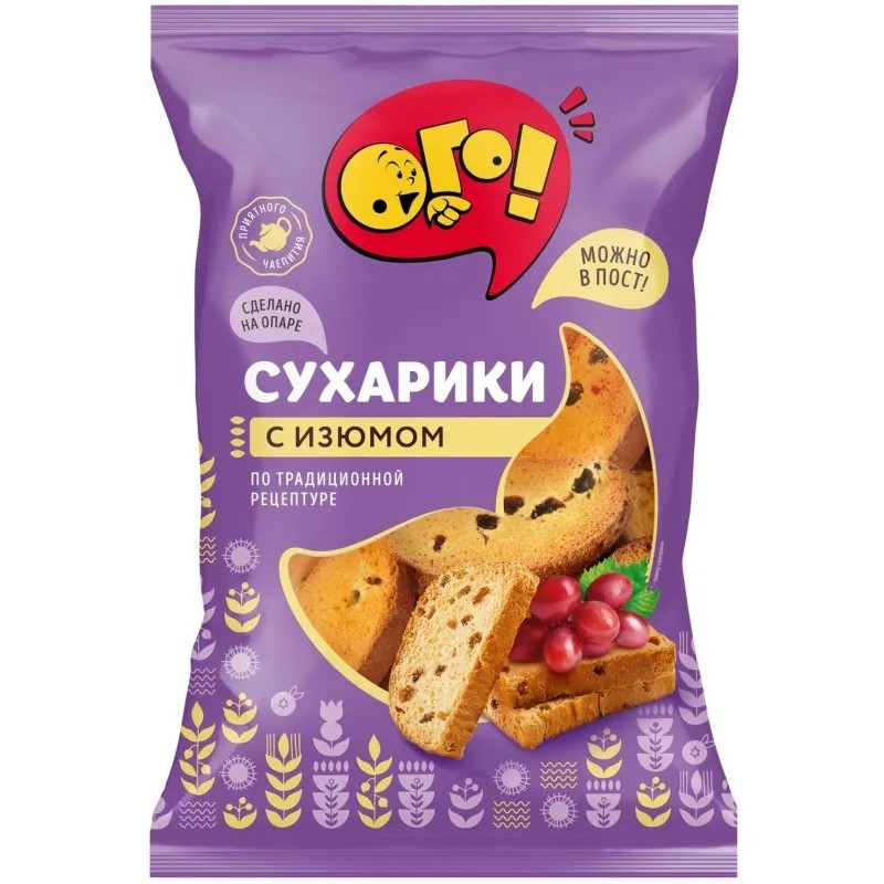 Сухари ОГО! с изюмом, 250г