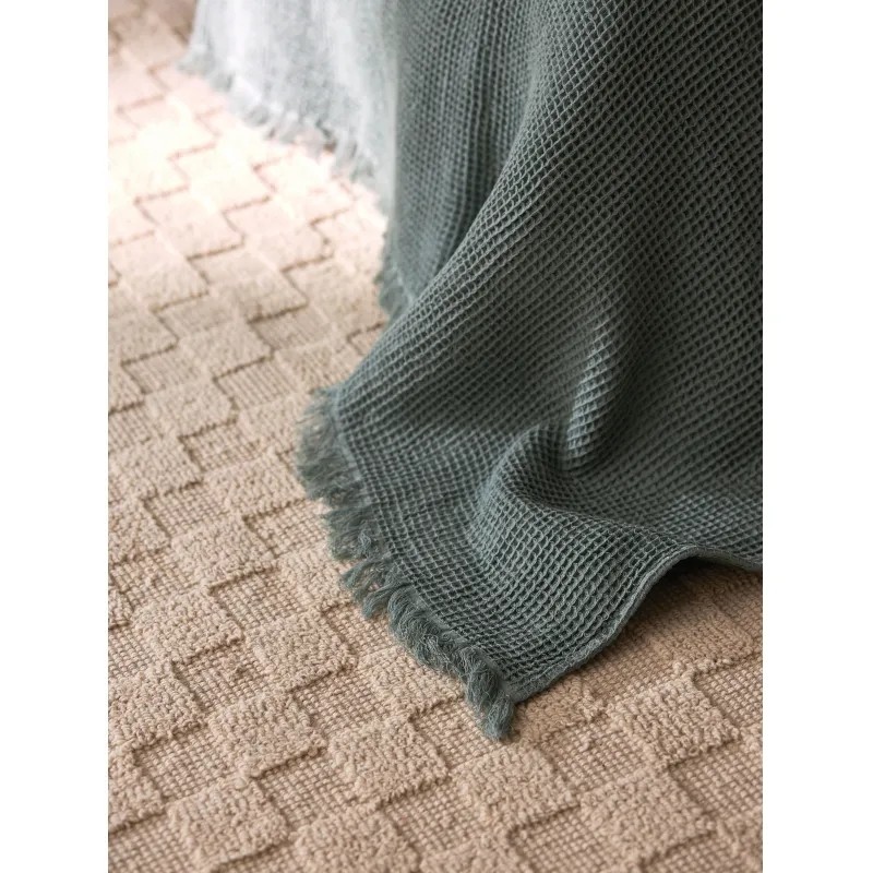 Покрывало вафельное из хлопка цвета шалфея, 230х250 см