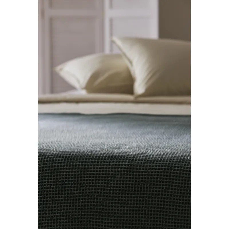 Покрывало вафельное из хлопка цвета шалфея, 230х250 см