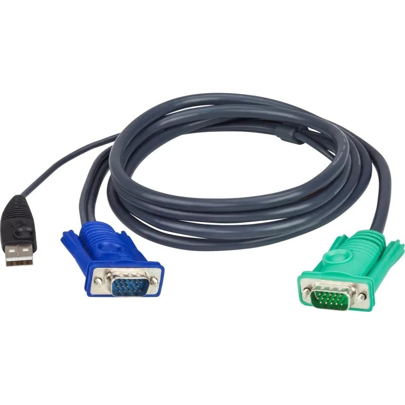 Кабель ATEN KVM черный./ATEN/ CABLE HD15M/USB A(M)--SPHD15M, 5M (2L-5205U)