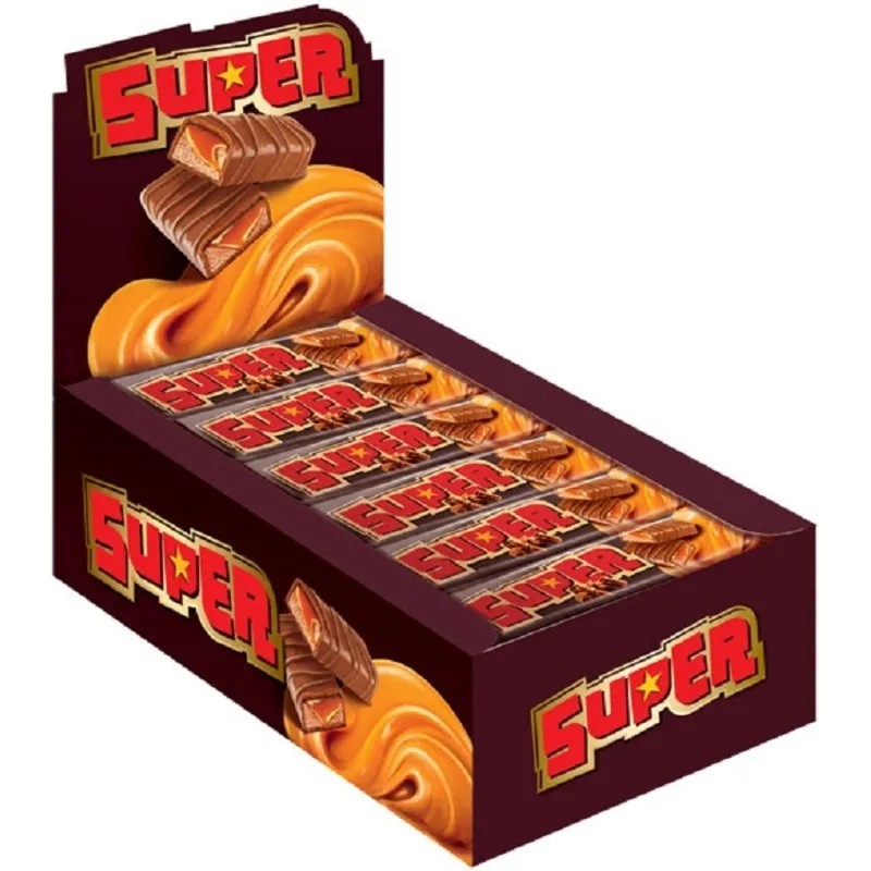 Шоколадный батончик Super с нугой и мягкой карамелью 40гх18шт/уп