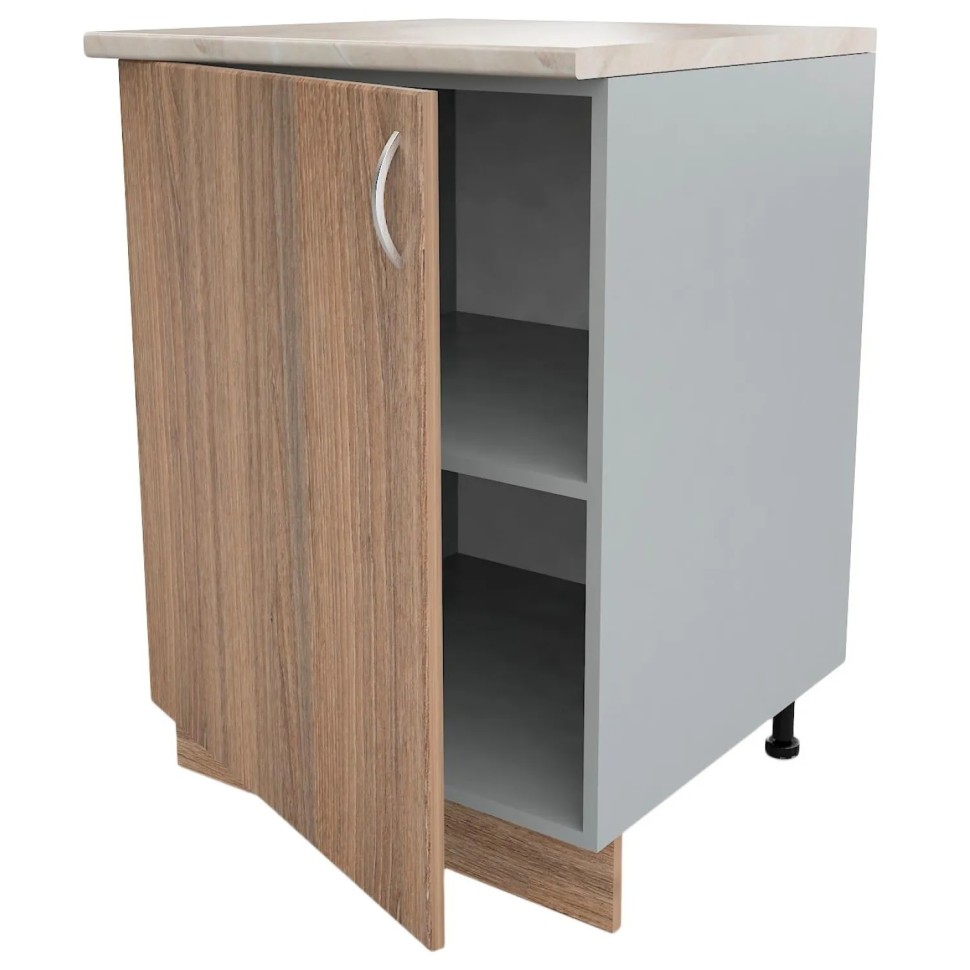 Шкаф КМ_Ринг напольный 60см с 1 дв. Темн. дуб шамони/серый