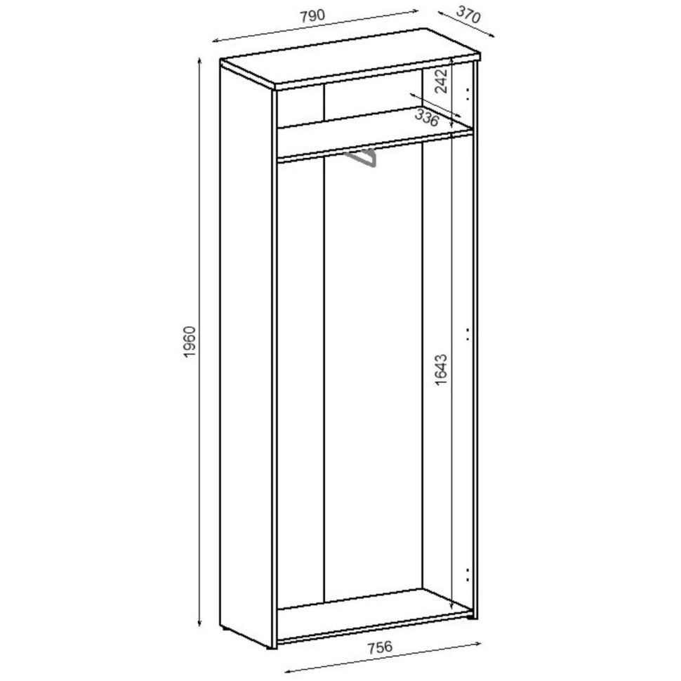 Шкаф Стиль для одежды 2Ш.013.1 широкий 790x370x1960 New дуб Шкаф Стиль для одежды 2Ш.013.1 широкий 790x370x1960 New дуб