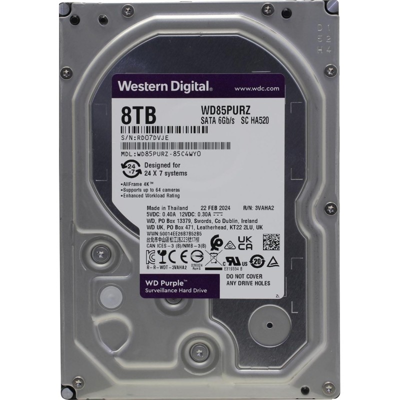 Жесткий диск WD Purple 8TB SATA 5640 rpm 3.5 (WD85PURZ)