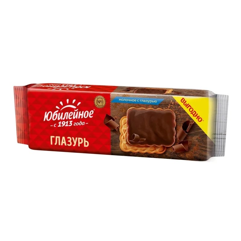 Печенье Юбилейное молочное с глазурью, 232гр