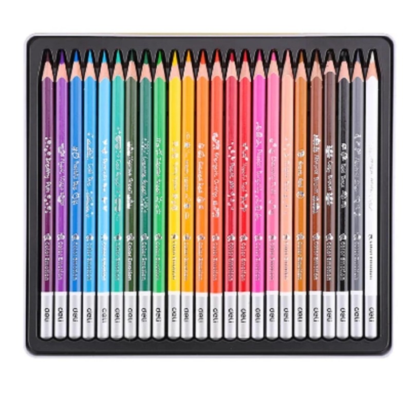 Карандаши цветные Deli EC00225 Color Emotion липа 24цв/наб. мет.кор