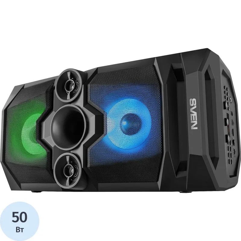 Акустическая система Sven PS-650, 2x25Вт, FM/USB/microSD, LED, аккум