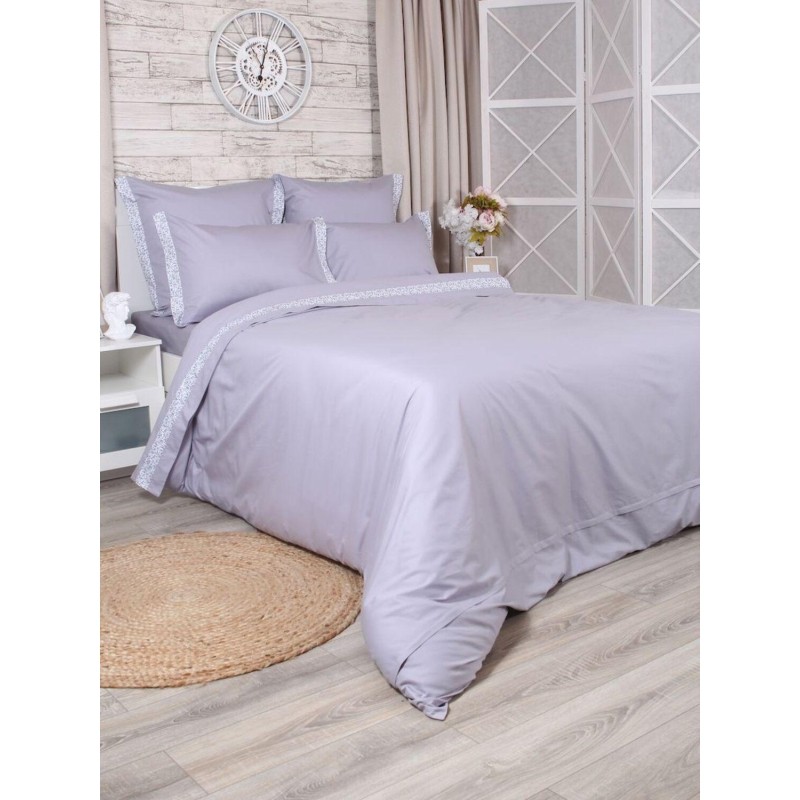 Постельное белье евро сатин 125г/м2 (нав 70х70,50х70)- 2шт Glamour Lavender