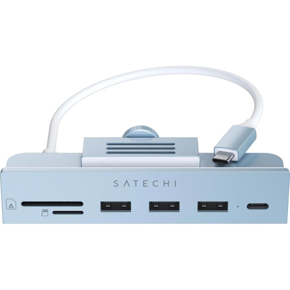 Концентратор Satechi ST-UCICHB Clamp Hub для 24 iMac,USB, синий Концентратор Satechi ST-UCICHB Clamp Hub для 24 iMac,USB, синий