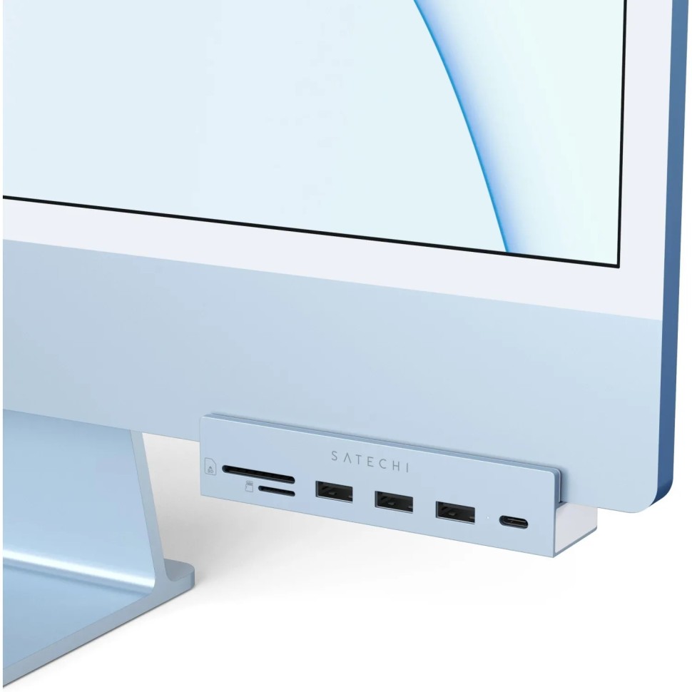 Концентратор Satechi ST-UCICHB Clamp Hub для 24 iMac,USB, синий Концентратор Satechi ST-UCICHB Clamp Hub для 24 iMac,USB, синий
