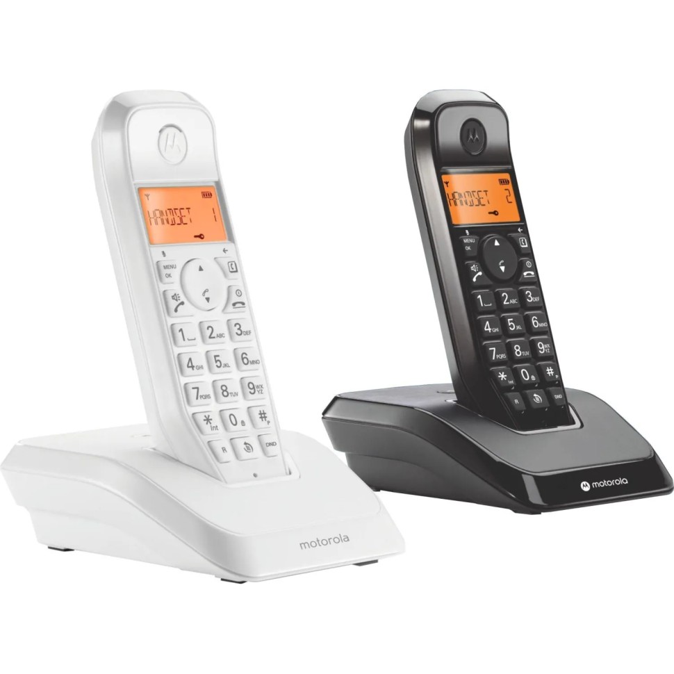 Радиотелефон MOTOROLA S1202 2 трубки набор черный/белый Радиотелефон MOTOROLA S1202 2 трубки набор черный/белый