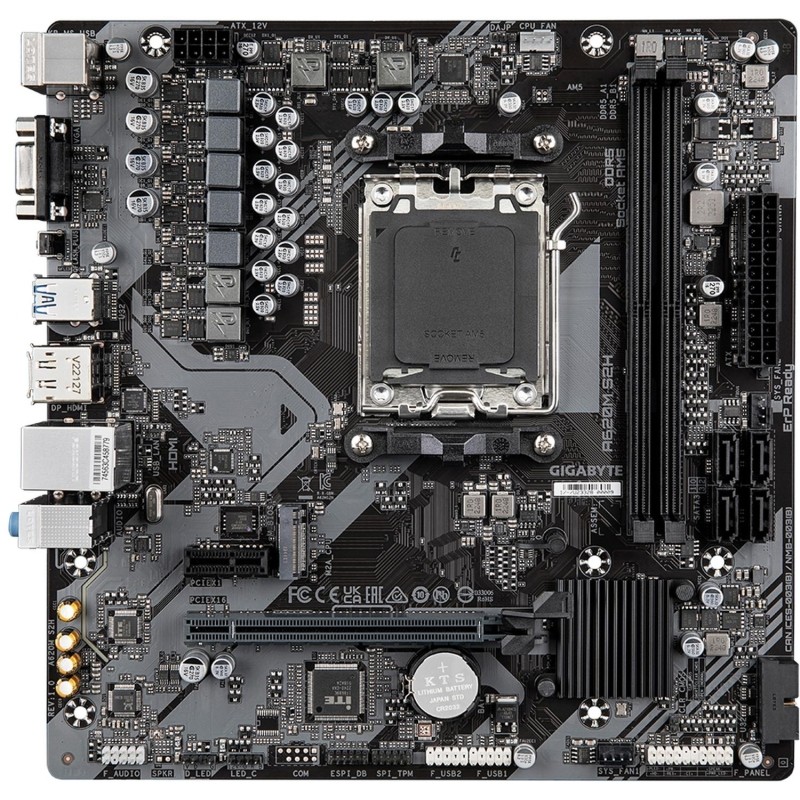 Материнская плата Gigabyte A620M S2H, sAM5,  A620, 2xDDR5, mATX