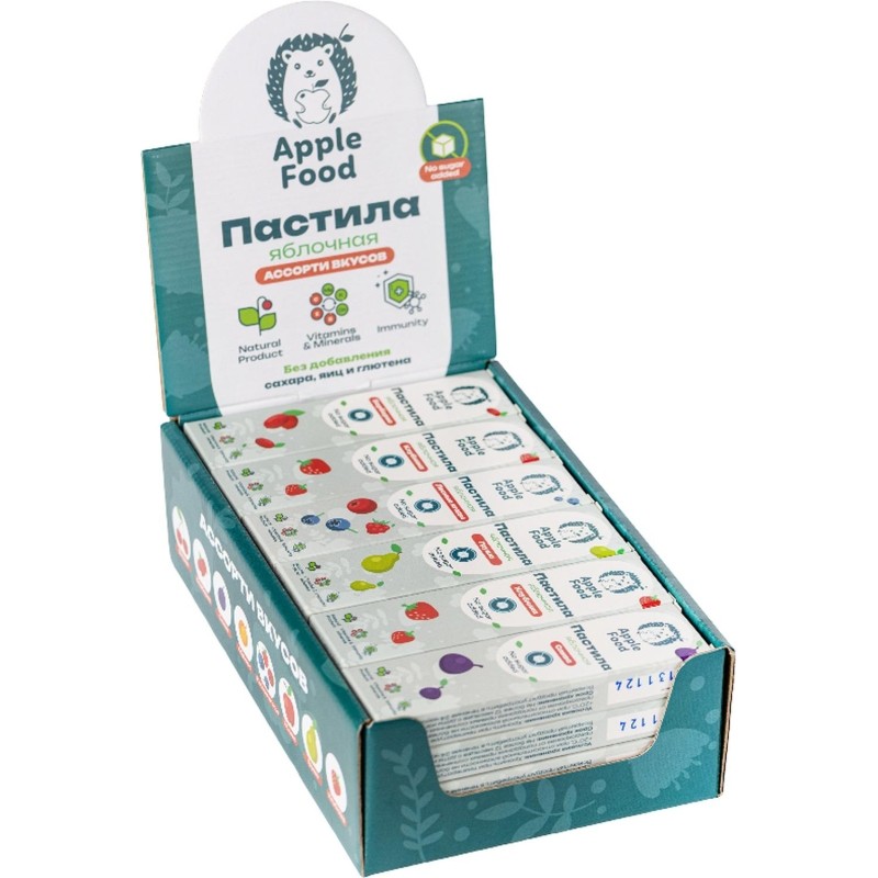 Пастила Apple Food слив_барб_гр_абр_клуб_лес.яг_виш_ябл (960г) 40гx24шт/уп