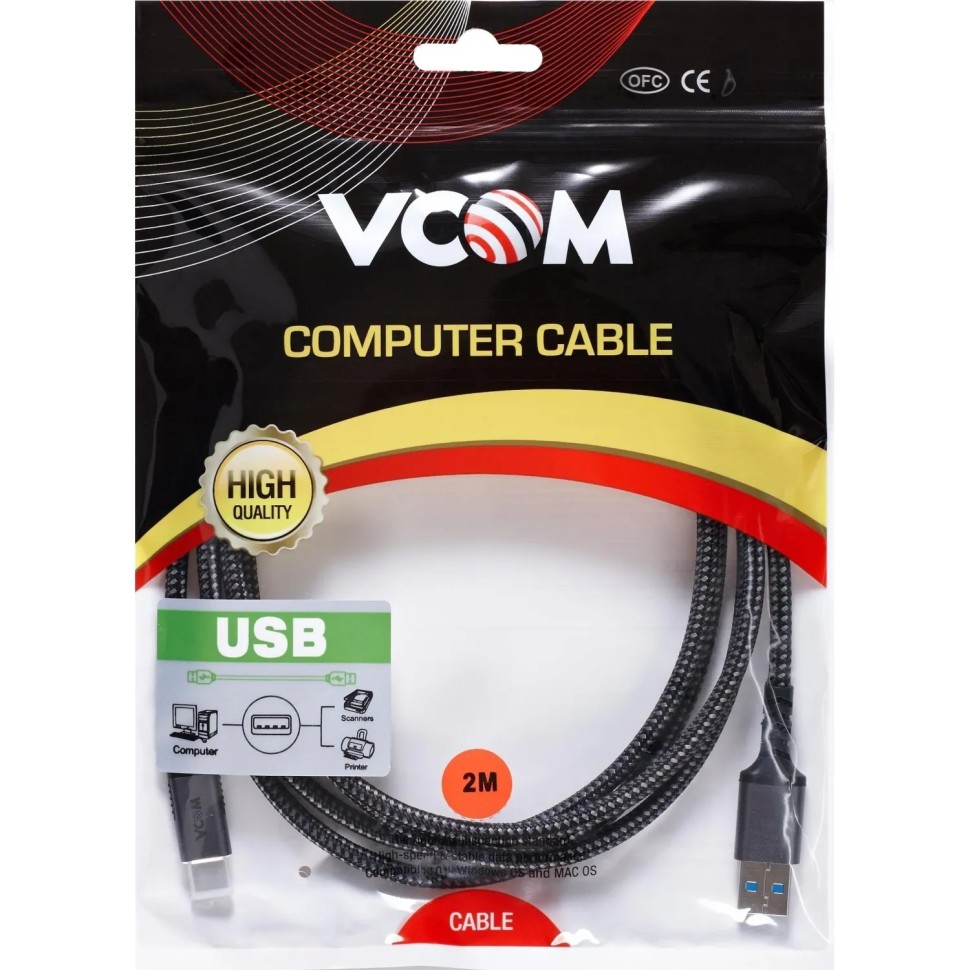 Кабель USB3.2 Gen2, AM->CM, 10Gbs, All Shell 2м VCOM <CU401M-2M Кабель USB3.2 Gen2, AM->CM, 10Gbs, All Shell 2м VCOM <CU401M-2M