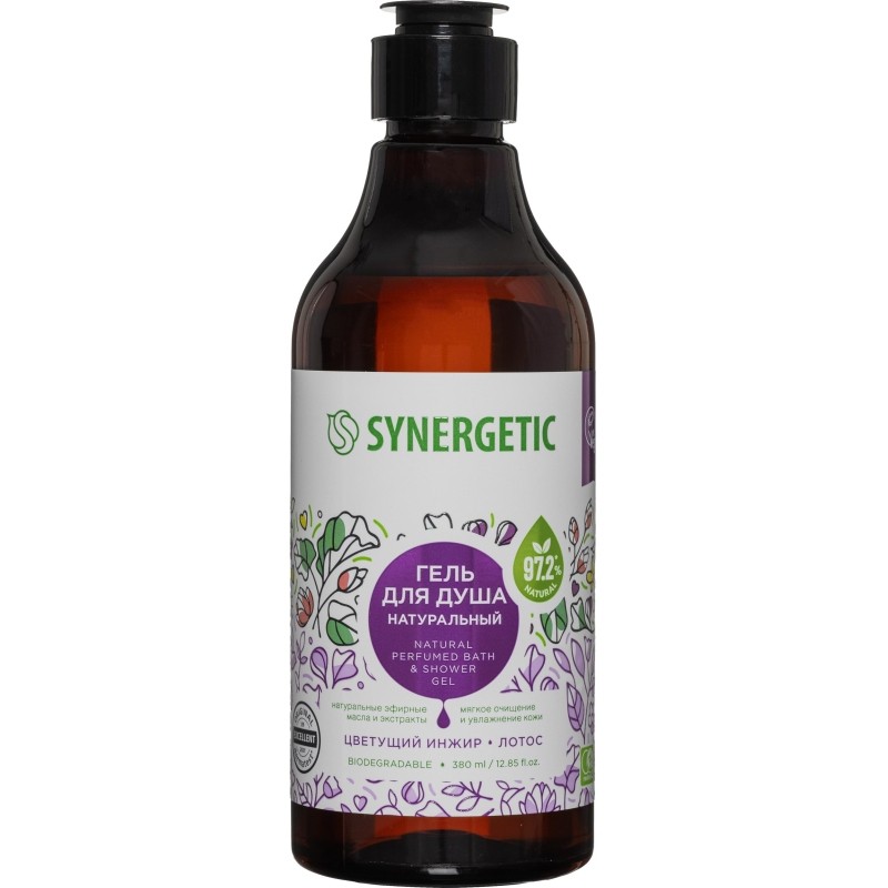 Гель для душа Synergetic Цветущий инжир и лотос, 380мл
