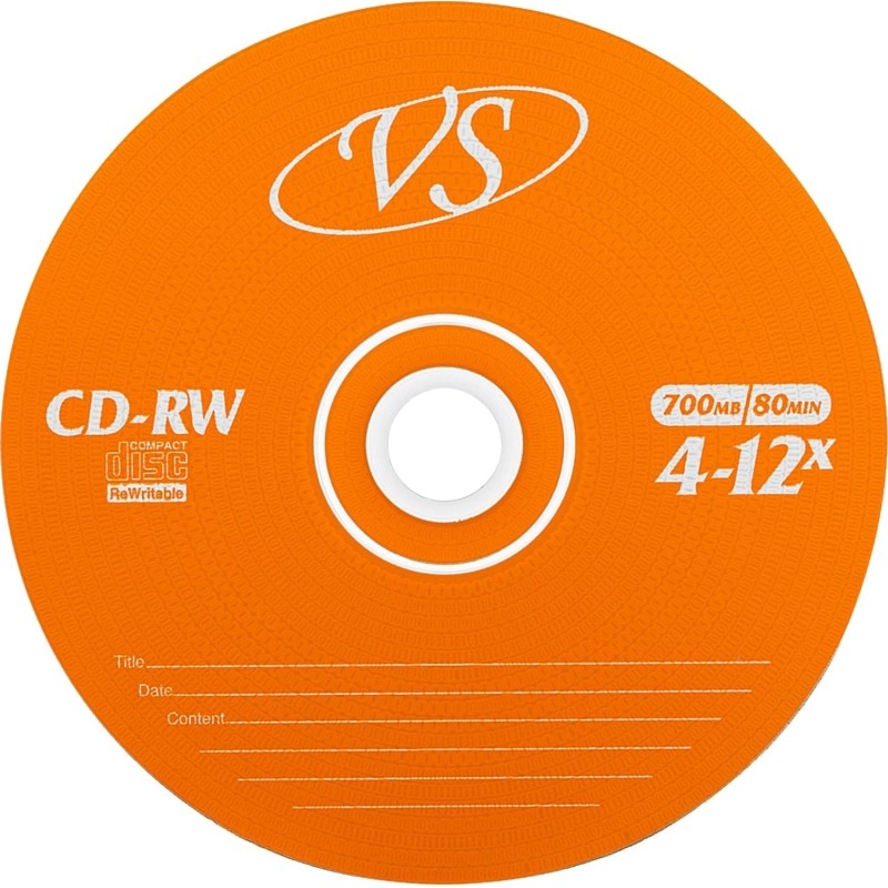 Носители информации CD-RW, 4x-12x, VS, Slim/5, VSCDRWSL501