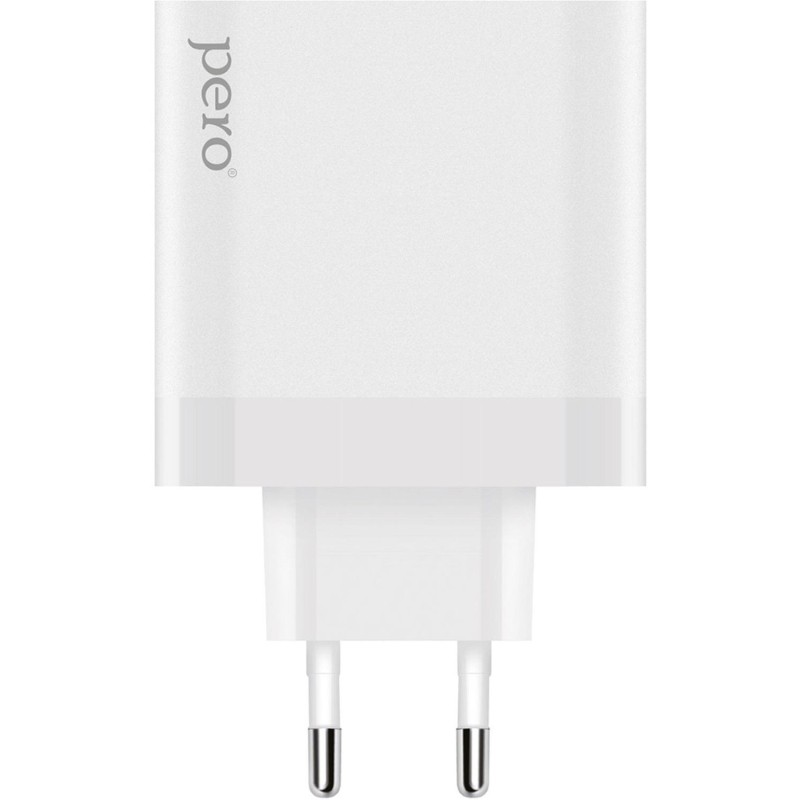 Зарядное устройство сетевое PERO TC15 USB-A QC3.0 + USB-C PD, 65W белый
