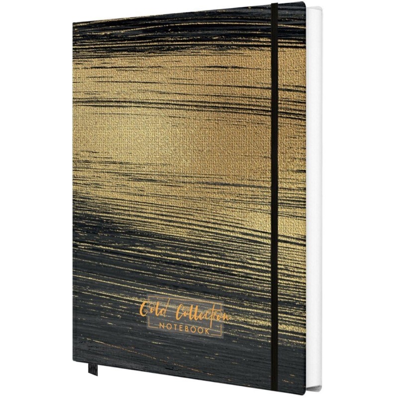 Блокнот Gold Collection А5 96л,клетка,картон,сшивка,резинка,черный