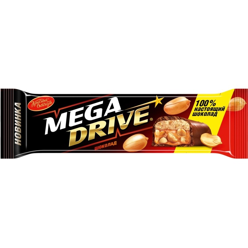 Шоколад MEGA DRIVE молочный с нач арахис нуга мягк карам 47г 20шт/уп