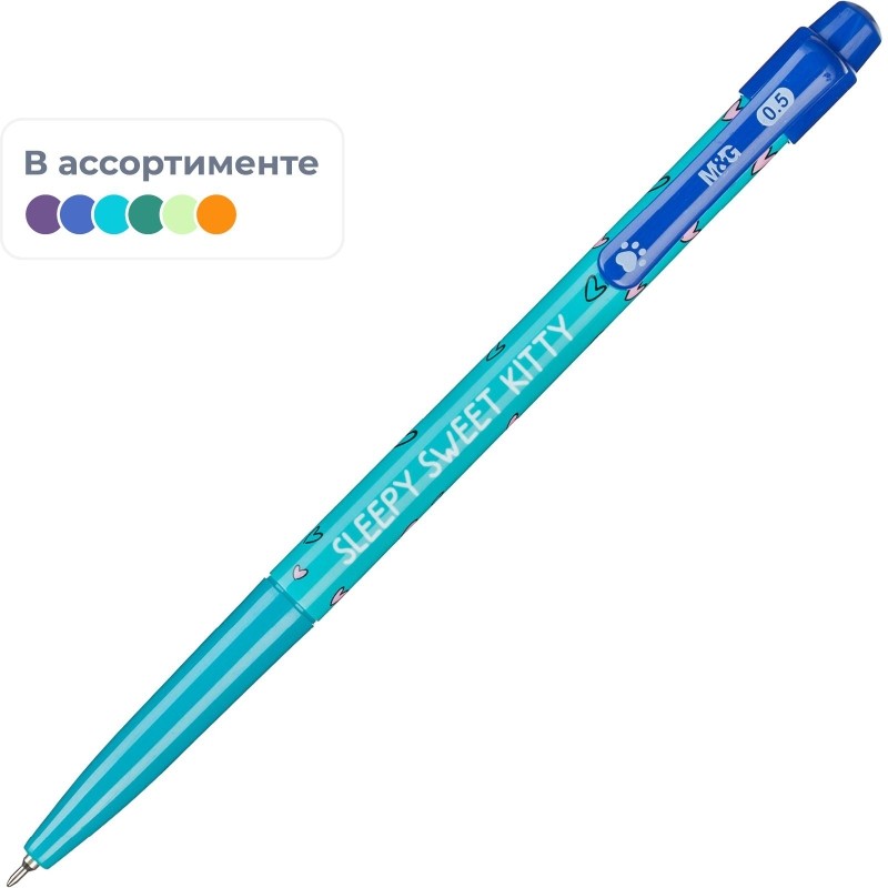 Ручка шариковая автомат. M&amp;G SoManyCats л0,35 син асс ABP888R82205F4C