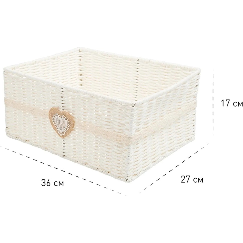 Корзина стеллажная бумажная Сердечко, Д360 Ш270 В170, белый, EW-60 L