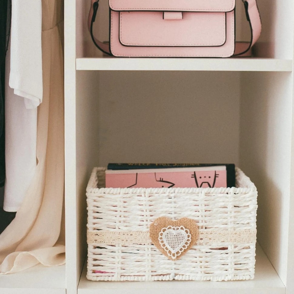 Корзина стеллажная бумажная Сердечко, Д360 Ш270 В170, белый, EW-60 L