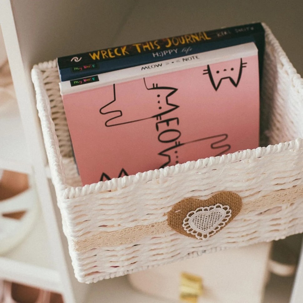 Корзина стеллажная бумажная Сердечко, Д360 Ш270 В170, белый, EW-60 L