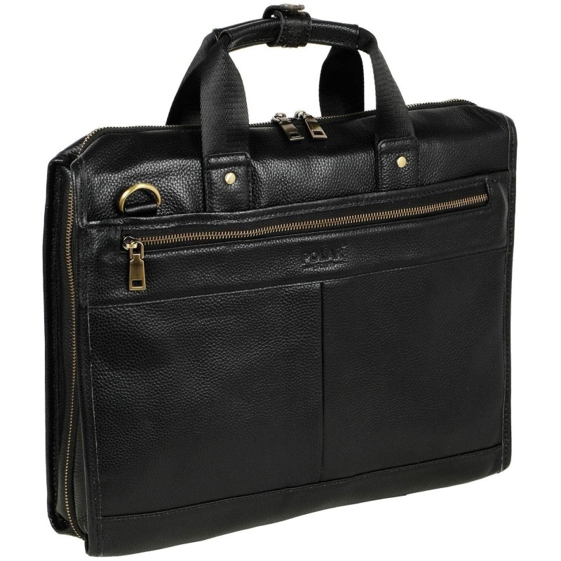 Сумка мужск кожаная 5191 Black/черная А4