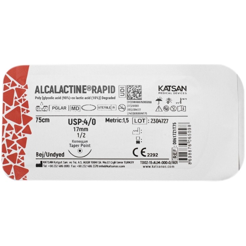 Шовный материал ALCALACTINE RAPID 4/0 17 1/2  TAPER POINT кол. 75 уп/12 шт