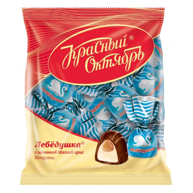 Конфеты шоколадные Лебедушка с начинкой мягкий ирис 250г