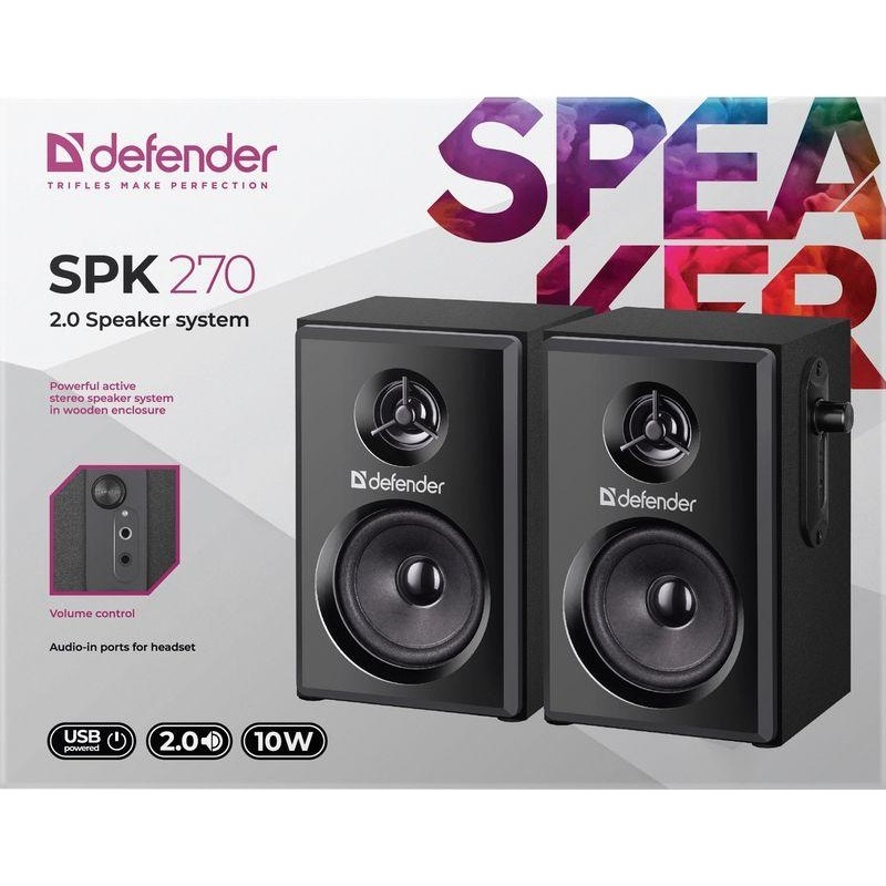 Акустическая система 2.0 Defender SPK 270 черный, 10 Вт, питание от USB