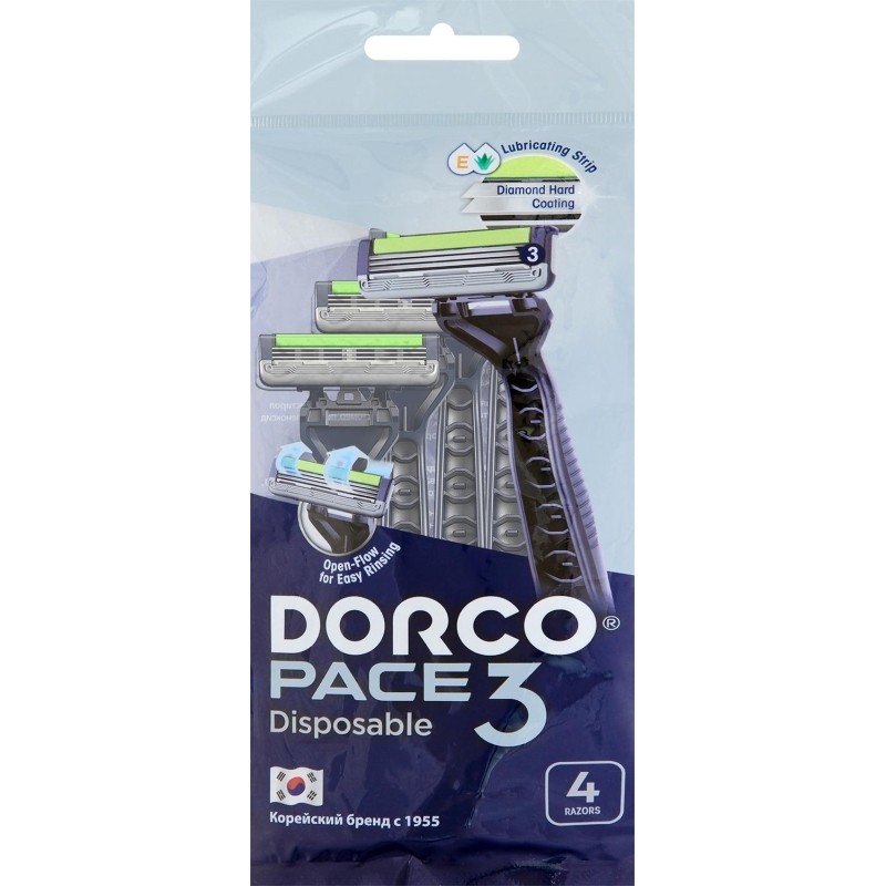 Бритва одноразовая Dorco PACE3 3 лезв увл полос 4шт/уп TRС 200BL-4P