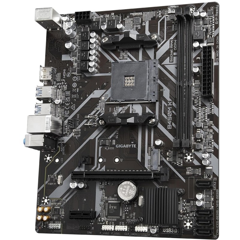 Материнская плата Gigabyte B450M K, Socket AM4, AMD B450, 2xDDR4-2933 mATX
