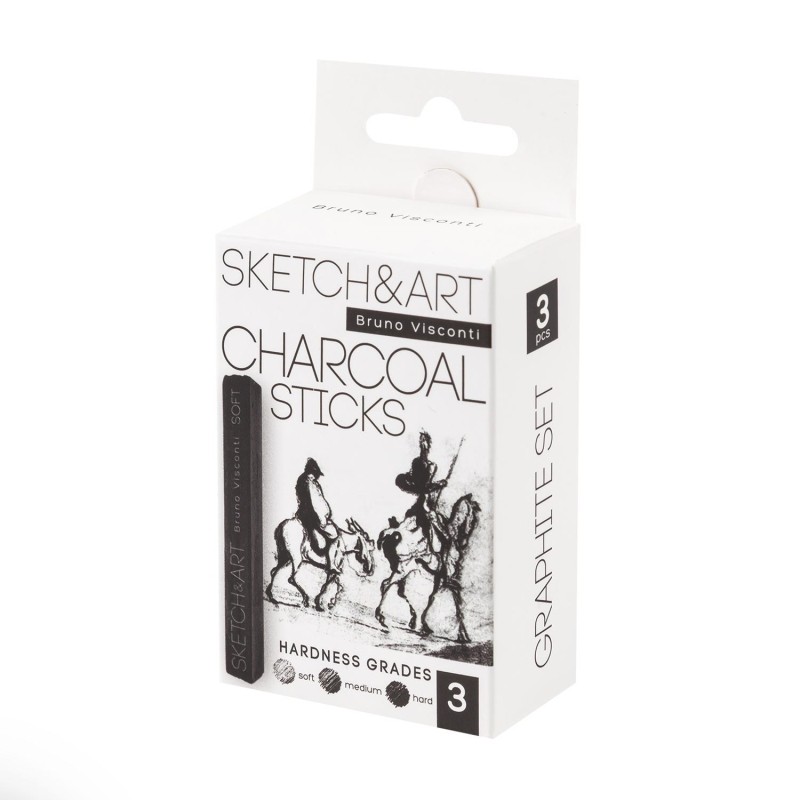 Уголь для рисования пресс SKETCH&amp;ART черн мягк,средн,твердый 3шт/наб 25-001