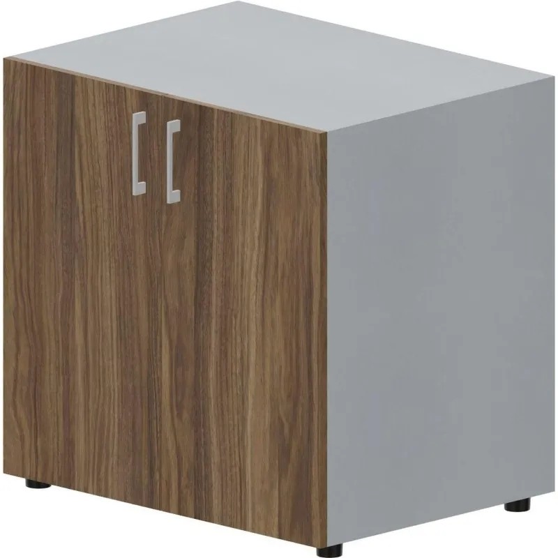 Шкаф S/A/P низкий закрытый, ручки - алюминий Титан/Орех OMLD760TIWN