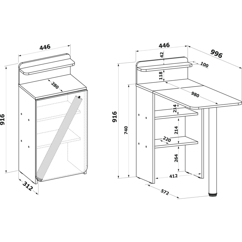 Стол компьютерный Сокол_Стол раскладной Сокол_СП-19 дуб сонома