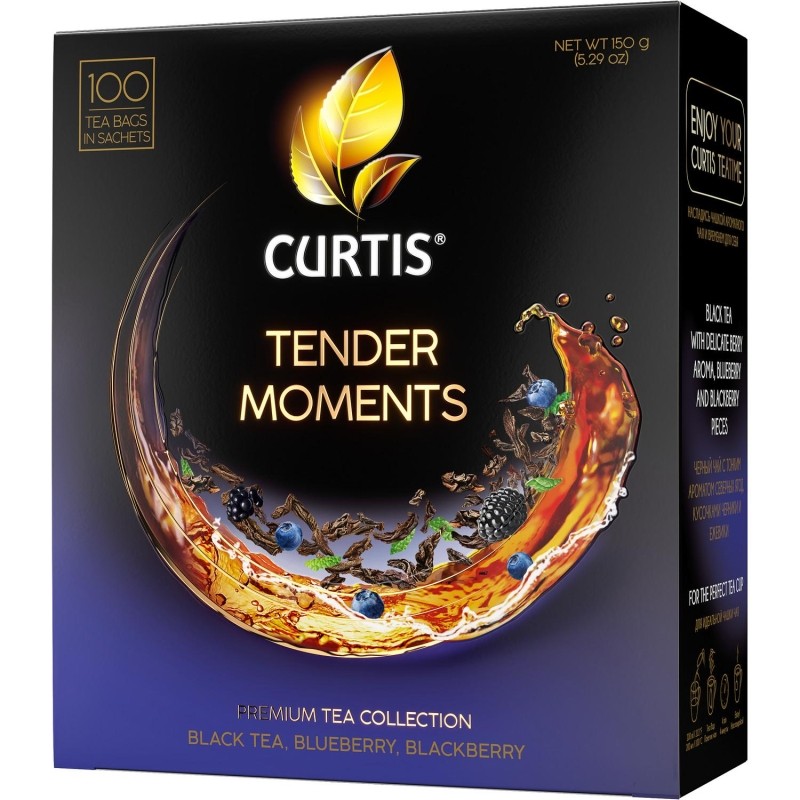 Чай Curtis Tender Moments черн со вкус черники, ежев. и мяты,1,5гх100сашет